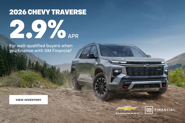 2026 Chevy Traverse. 2.9% APR for well-qualified buyers when you finance with GM Financial.